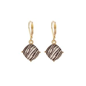 Zebra Print Cusion Cut Euro Earrings